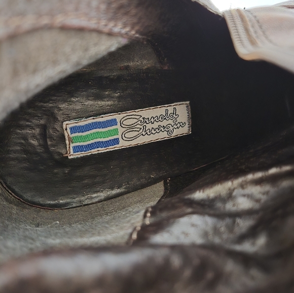 ARNOLD CHURGIN tall brown heeled leather boots. Size 39 (8-8.5) - Picture 13 of 15